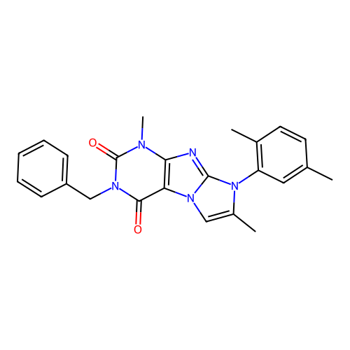2-Benzyl-6-(2,5-dimethylphenyl)-4,7-dimethylpurino[7,8-a]imidazole-1,3-dione structure