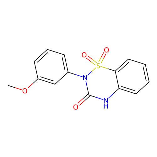 2-(3-methoxyphenyl)-3,4-dihydro-2H-1lambda6,2,4-benzothiadiazine-1,1,3-trione structure