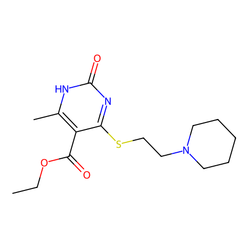 ethyl 6-methyl-2-oxo-4-{[2-(piperidin-1-yl)ethyl]sulfanyl}-1,2-dihydropyrimidine-5-carboxylate structure