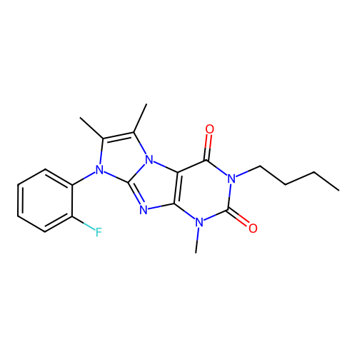 2-Butyl-6-(2-fluorophenyl)-4,7,8-trimethylpurino[7,8-a]imidazole-1,3-dione structure