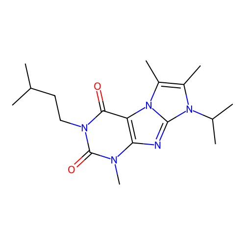 3-isopentyl-8-isopropyl-1,6,7-trimethyl-1H-imidazo[2,1-f]purine-2,4(3H,8H)-dione structure