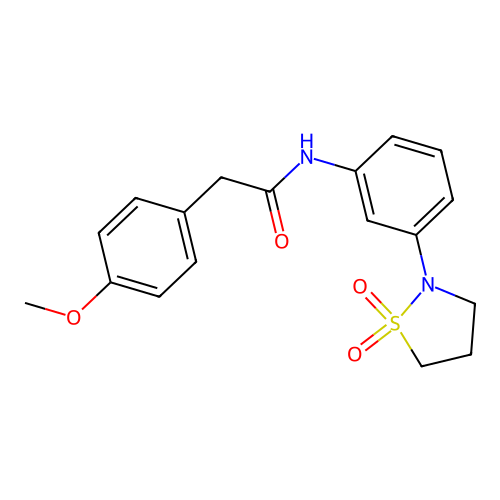 N-(3-(1,1-dioxidoisothiazolidin-2-yl)phenyl)-2-(4-methoxyphenyl)acetamide structure