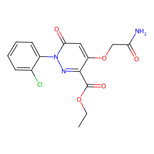 Ethyl 4-(2-amino-2-oxoethoxy)-1-(2-chlorophenyl)-6-oxopyridazine-3-carboxylate structure