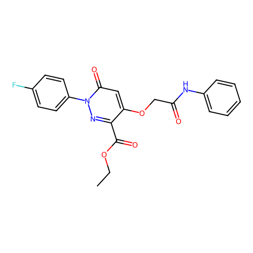 Ethyl 4-(2-anilino-2-oxoethoxy)-1-(4-fluorophenyl)-6-oxopyridazine-3-carboxylate structure