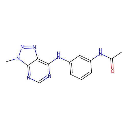 N-[3-({3-methyl-3H-[1,2,3]triazolo[4,5-d]pyrimidin-7-yl}amino)phenyl]acetamide structure