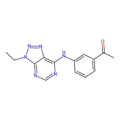 1-[3-({3-ethyl-3H-[1,2,3]triazolo[4,5-d]pyrimidin-7-yl}amino)phenyl]ethan-1-one structure