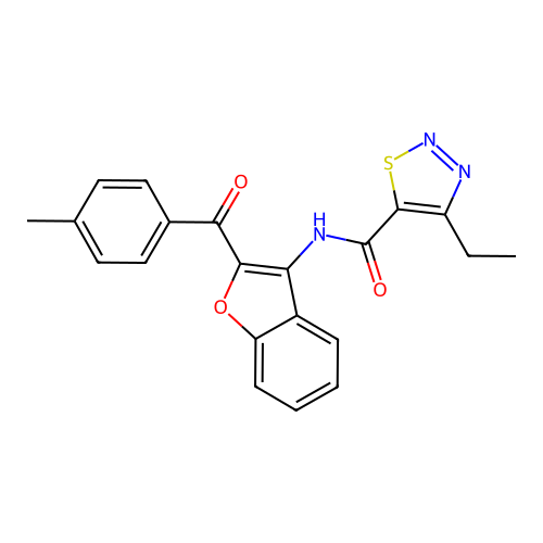 4-ethyl-N-(2-(4-methylbenzoyl)benzofuran-3-yl)-1,2,3-thiadiazole-5-carboxamide structure