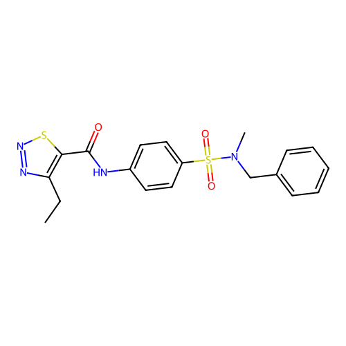 N-(4-(N-benzyl-N-methylsulfamoyl)phenyl)-4-ethyl-1,2,3-thiadiazole-5-carboxamide structure