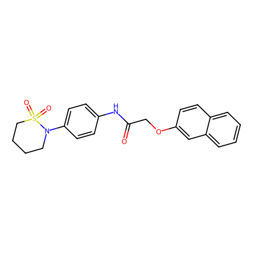 N-[4-(1,1-dioxothiazinan-2-yl)phenyl]-2-naphthalen-2-yloxyacetamide structure