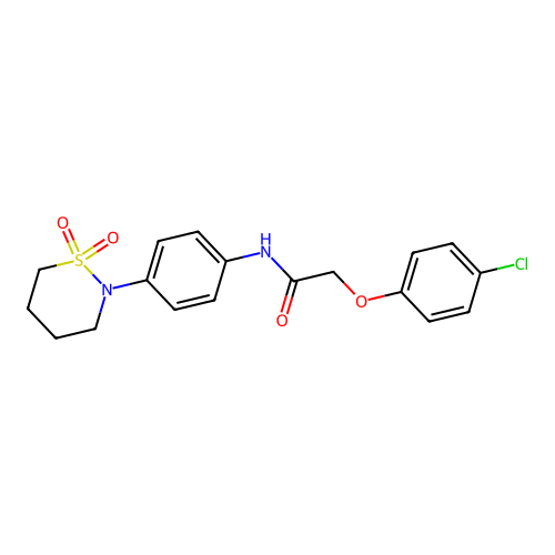 2-(4-chlorophenoxy)-N-[4-(1,1-dioxothiazinan-2-yl)phenyl]acetamide structure