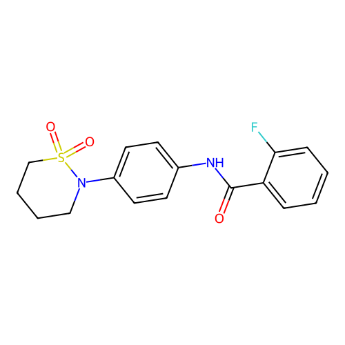 N-[4-(1,1-dioxothiazinan-2-yl)phenyl]-2-fluorobenzamide structure