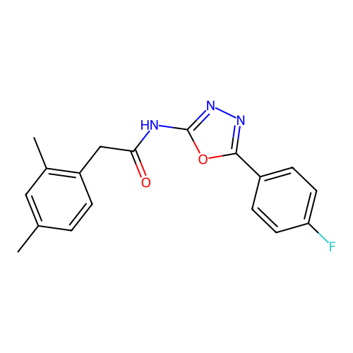 2-(2,4-dimethylphenyl)-N-[5-(4-fluorophenyl)-1,3,4-oxadiazol-2-yl]acetamide structure