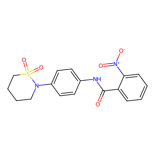 N-[4-(1,1-dioxothiazinan-2-yl)phenyl]-2-nitrobenzamide structure