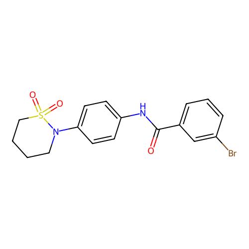 3-bromo-N-[4-(1,1-dioxothiazinan-2-yl)phenyl]benzamide structure