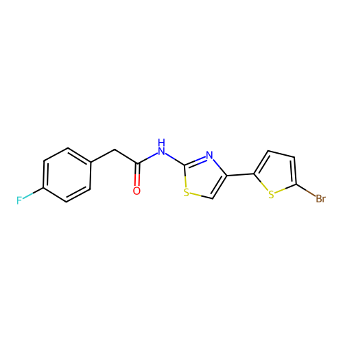 N-(4-(5-bromothiophen-2-yl)thiazol-2-yl)-2-(4-fluorophenyl)acetamide structure