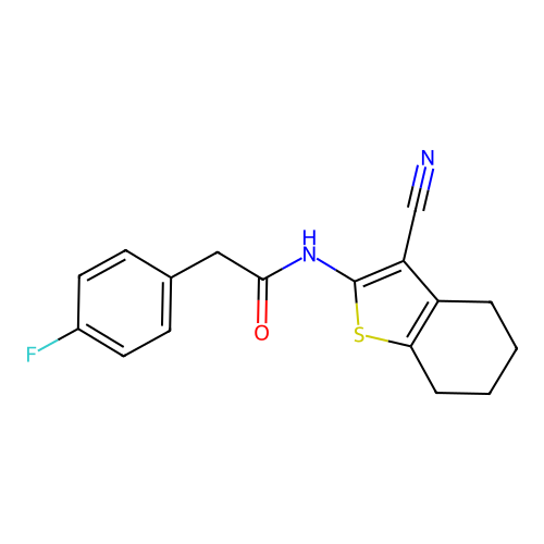 N-(3-cyano-4,5,6,7-tetrahydrobenzo[b]thiophen-2-yl)-2-(4-fluorophenyl)acetamide structure