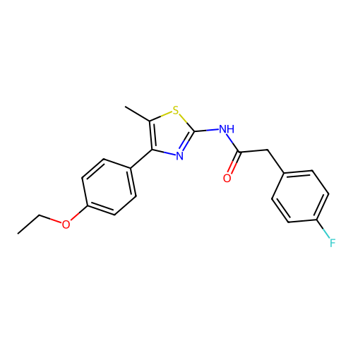 N-(4-(4-ethoxyphenyl)-5-methylthiazol-2-yl)-2-(4-fluorophenyl)acetamide structure