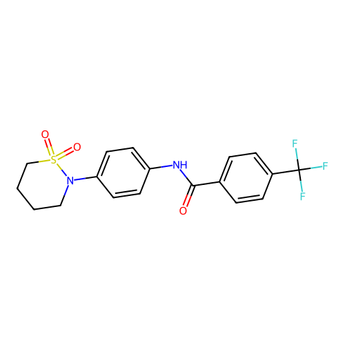 N-[4-(1,1-dioxothiazinan-2-yl)phenyl]-4-(trifluoromethyl)benzamide structure