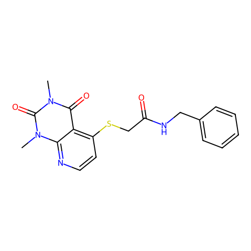 N-benzyl-2-(1,3-dimethyl-2,4-dioxopyrido[2,3-d]pyrimidin-5-yl)sulfanylacetamide structure