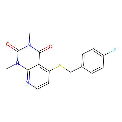 5-[(4-Fluorophenyl)methylsulfanyl]-1,3-dimethylpyrido[2,3-d]pyrimidine-2,4-dione structure