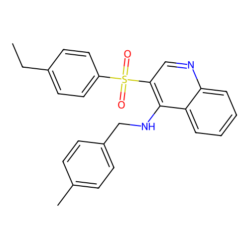 3-(4-ethylphenyl)sulfonyl-N-[(4-methylphenyl)methyl]quinolin-4-amine structure