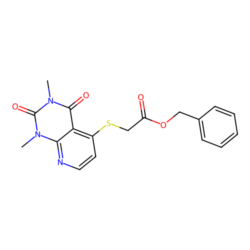 Benzyl 2-(1,3-dimethyl-2,4-dioxopyrido[2,3-d]pyrimidin-5-yl)sulfanylacetate structure