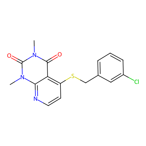 5-[(3-Chlorophenyl)methylsulfanyl]-1,3-dimethylpyrido[2,3-d]pyrimidine-2,4-dione structure