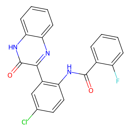 N-[4-chloro-2-(3-oxo-4H-quinoxalin-2-yl)phenyl]-2-fluorobenzamide structure