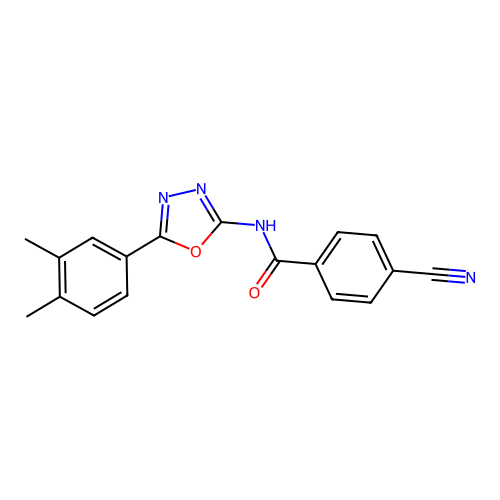 4-cyano-N-[5-(3,4-dimethylphenyl)-1,3,4-oxadiazol-2-yl]benzamide structure