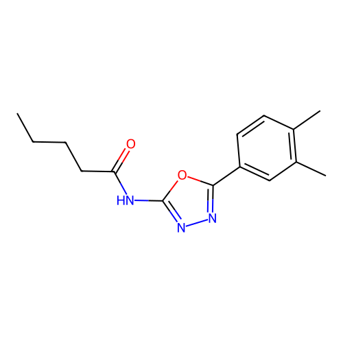 N-[5-(3,4-dimethylphenyl)-1,3,4-oxadiazol-2-yl]pentanamide structure