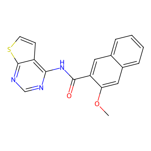 3-methoxy-N-(thieno[2,3-d]pyrimidin-4-yl)-2-naphthamide structure
