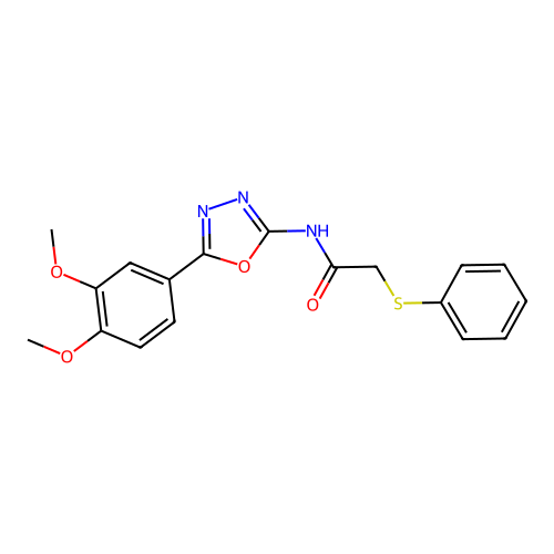 N-[5-(3,4-dimethoxyphenyl)-1,3,4-oxadiazol-2-yl]-2-phenylsulfanylacetamide structure
