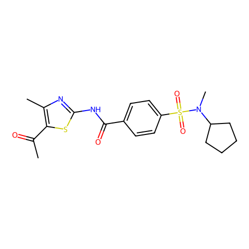 N-(5-acetyl-4-methyl-1,3-thiazol-2-yl)-4-[cyclopentyl(methyl)sulfamoyl]benzamide structure