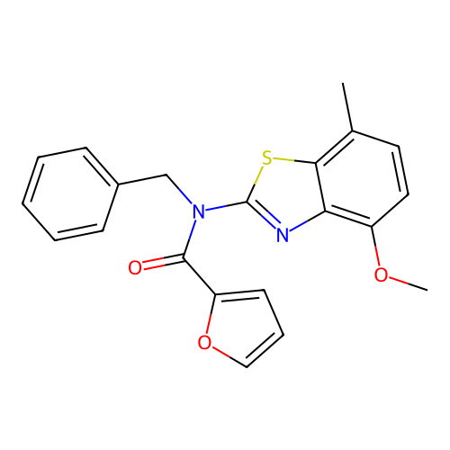 N-benzyl-N-(4-methoxy-7-methylbenzo[d]thiazol-2-yl)furan-2-carboxamide structure