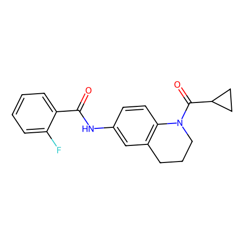 N-[1-(cyclopropanecarbonyl)-3,4-dihydro-2H-quinolin-6-yl]-2-fluorobenzamide structure