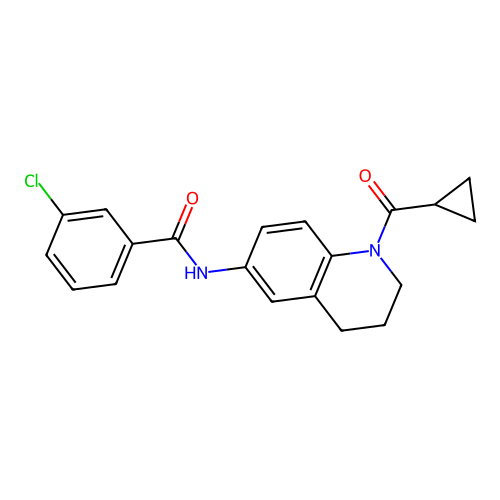 3-chloro-N-[1-(cyclopropanecarbonyl)-3,4-dihydro-2H-quinolin-6-yl]benzamide structure