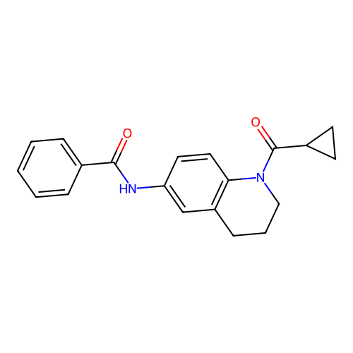 N-[1-(cyclopropanecarbonyl)-3,4-dihydro-2H-quinolin-6-yl]benzamide structure