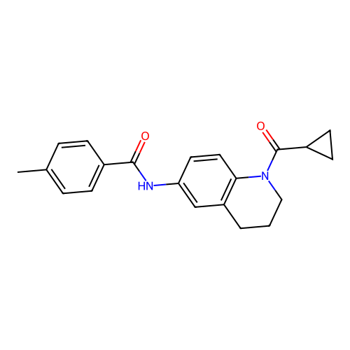 N-[1-(cyclopropanecarbonyl)-3,4-dihydro-2H-quinolin-6-yl]-4-methylbenzamide structure