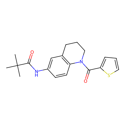 N-(1-(thiophene-2-carbonyl)-1,2,3,4-tetrahydroquinolin-6-yl)pivalamide structure