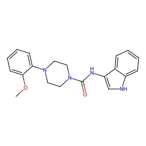 N-(1H-indol-3-yl)-4-(2-methoxyphenyl)piperazine-1-carboxamide structure