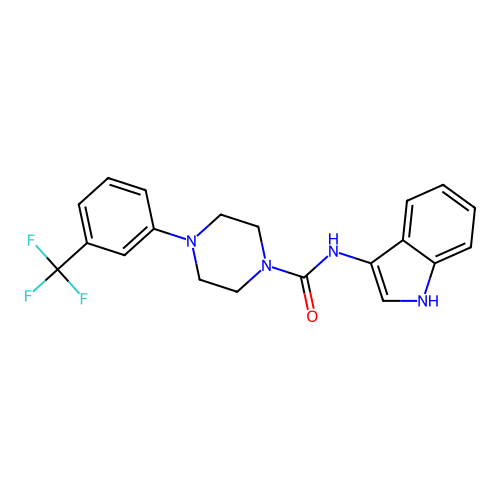 N-(1H-indol-3-yl)-4-[3-(trifluoromethyl)phenyl]piperazine-1-carboxamide structure
