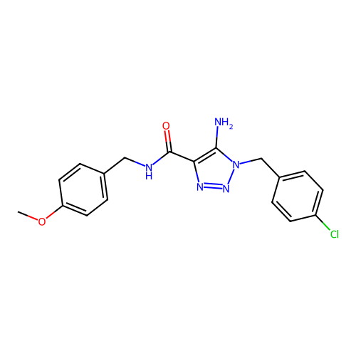 5-amino-1-(4-chlorobenzyl)-N-(4-methoxybenzyl)-1H-1,2,3-triazole-4-carboxamide structure