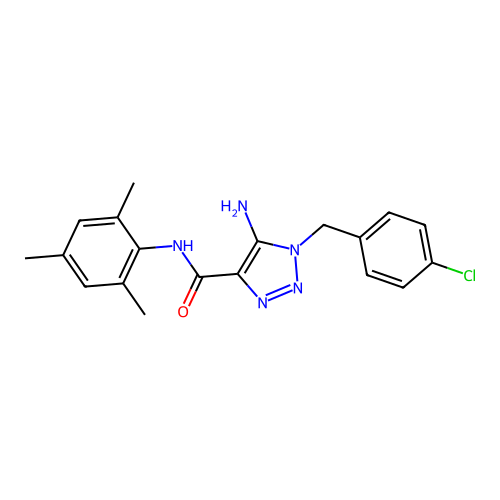 5-amino-1-(4-chlorobenzyl)-N-mesityl-1H-1,2,3-triazole-4-carboxamide structure