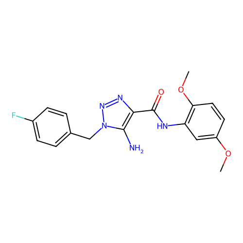 5-amino-N-(2,5-dimethoxyphenyl)-1-[(4-fluorophenyl)methyl]triazole-4-carboxamide structure