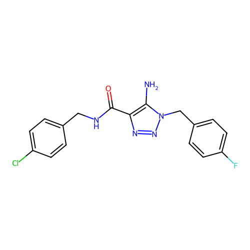 5-amino-N-(4-chlorobenzyl)-1-(4-fluorobenzyl)-1H-1,2,3-triazole-4-carboxamide structure