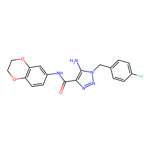 5-amino-N-(2,3-dihydro-1,4-benzodioxin-6-yl)-1-(4-fluorobenzyl)-1H-1,2,3-triazole-4-carboxamide structure