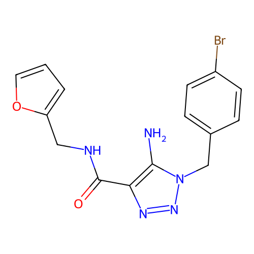 5-amino-1-(4-bromobenzyl)-N-(furan-2-ylmethyl)-1H-1,2,3-triazole-4-carboxamide structure