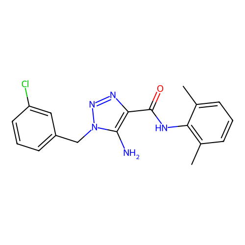 5-amino-1-[(3-chlorophenyl)methyl]-N-(2,6-dimethylphenyl)triazole-4-carboxamide structure