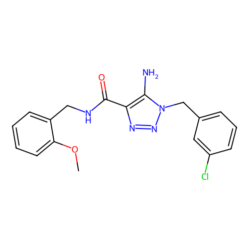 5-amino-1-(3-chlorobenzyl)-N-(2-methoxybenzyl)-1H-1,2,3-triazole-4-carboxamide structure
