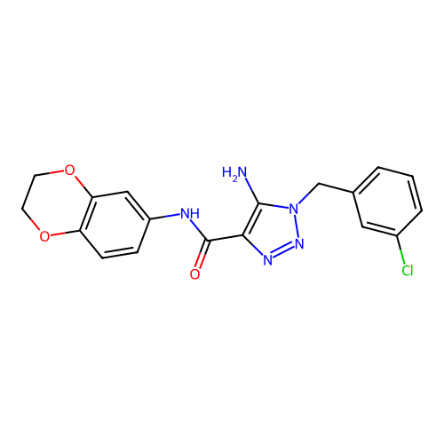 5-amino-1-[(3-chlorophenyl)methyl]-N-(2,3-dihydro-1,4-benzodioxin-6-yl)triazole-4-carboxamide structure